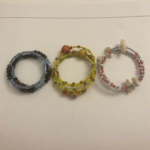 Set of 3 unique beaded wrap bracelets